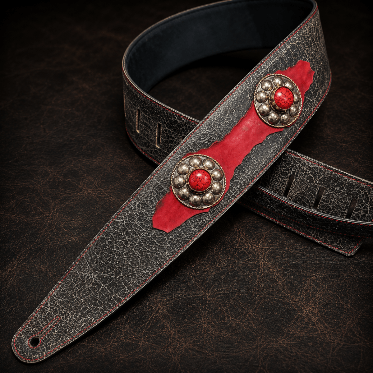 Red Ember Leather Guitar Strap - GBS