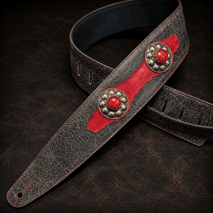 Red Ember Leather Guitar Strap - GBS
