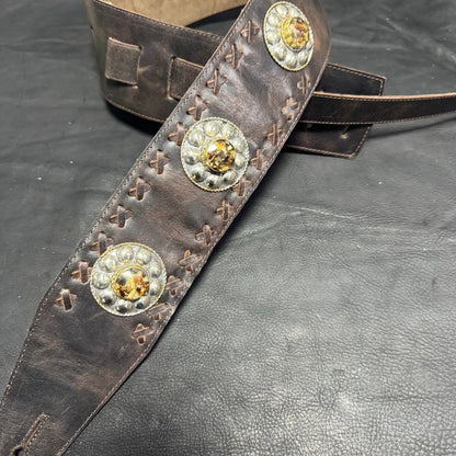 Vintage Amber Leather Guitar Strap – Handmade in Portugal - GBS