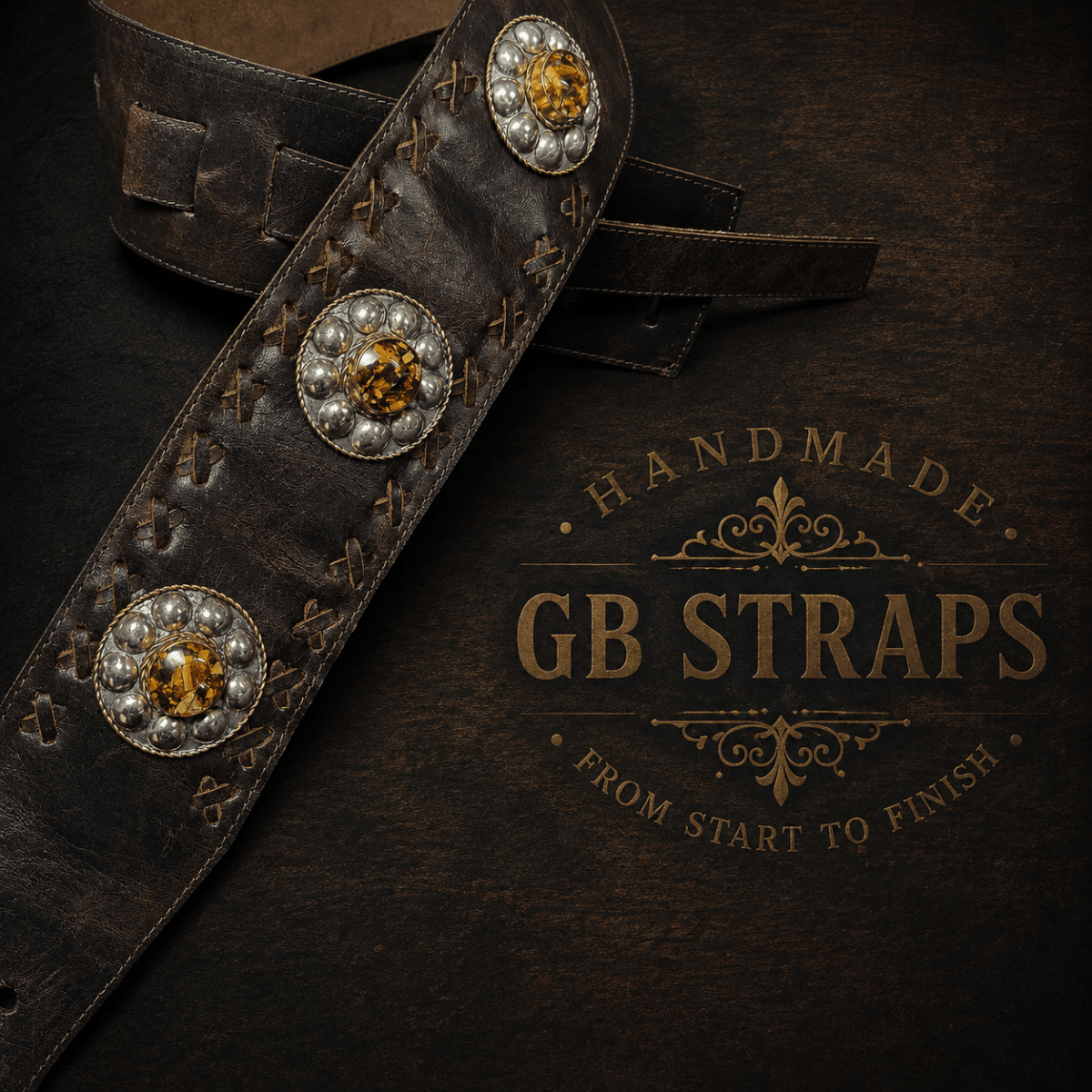 Vintage Amber Leather Guitar Strap – Handmade in Portugal - GBS