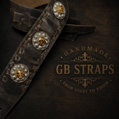 Vintage Amber Leather Guitar Strap – Handmade in Portugal - GBS