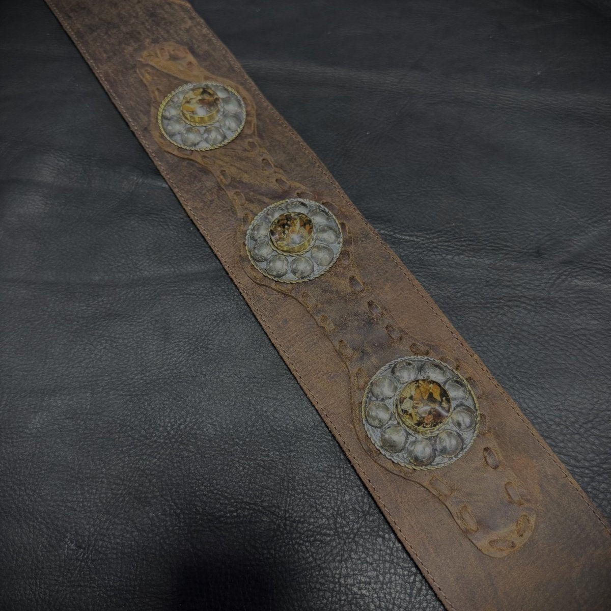 Western Amber Relic – Padded Leather Guitar Strap - GBS