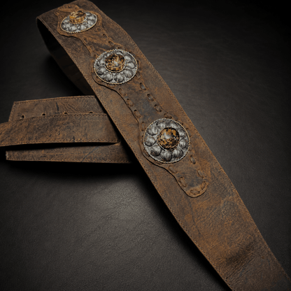 Western Amber Relic – Padded Leather Guitar Strap - GBS